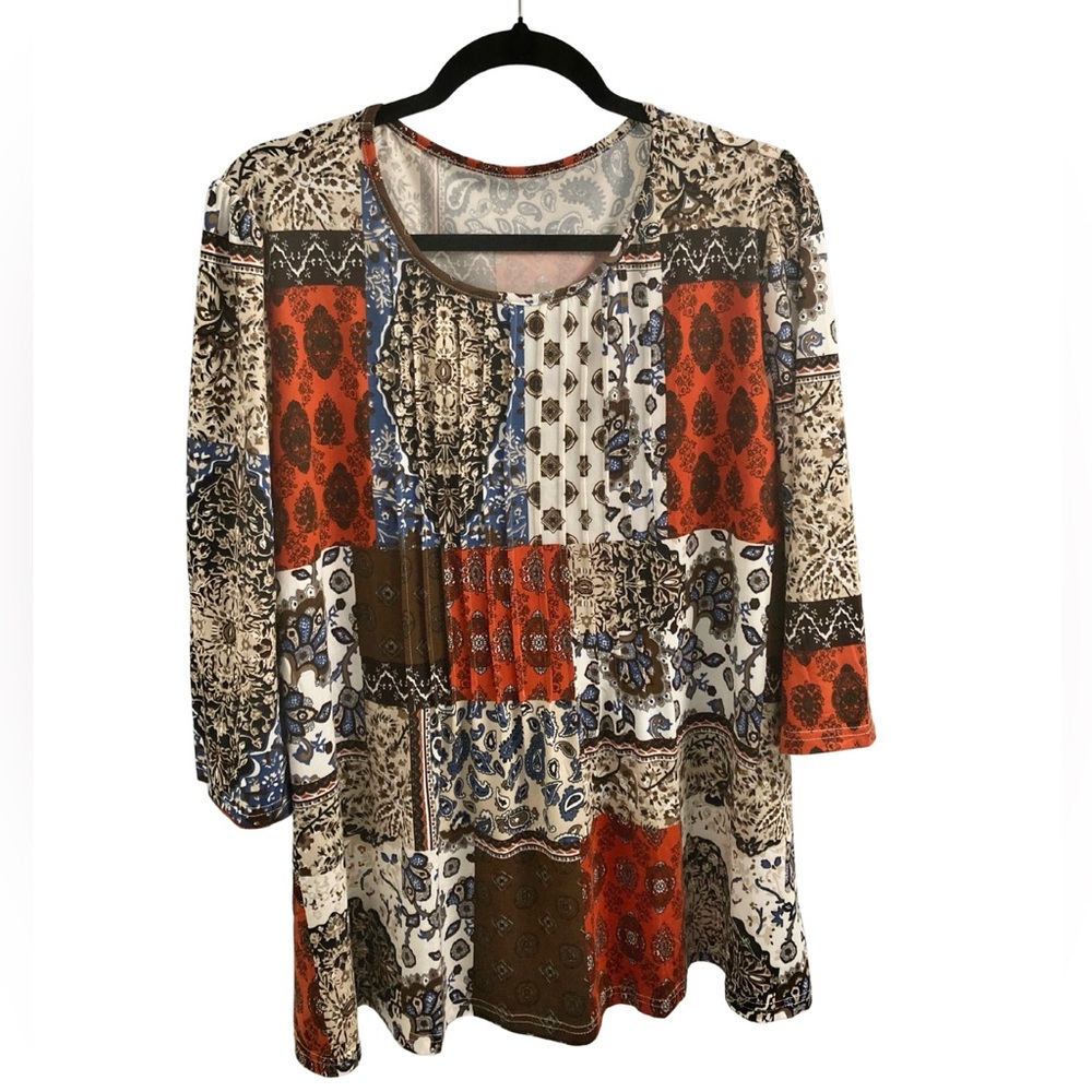 Fall Boho 3/4 Sleeve Top Size 3XL